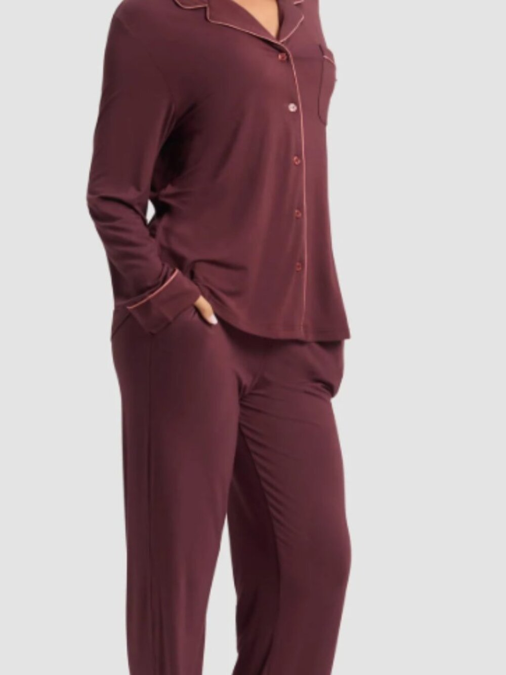 Cozy Earth Bamboo Stretch-Knit Long Sleeve Pajama Set XXXL 3XL Pomegranate NWT